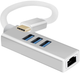 Hub USB Helos USB 3.2 Gen 1 Type-C - 3x USB Type-A + RJ45 Silver (288390) - obraz 1