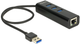 USB-хаб Delock USB 3.0 Hub 3 Port + 1 Port Gigabit LAN 10/100/1000 Mbps Black (4043619626533) - зображення 1