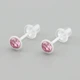 Серьги гвоздики с кристалами Swarovski 49230 размер 5х5 мм цвет розовый белая керамика вес 0.5 г - изображение 1