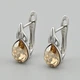 Серьги с кристаллами Swarovski 49191 размер 15х7 мм цвет шампань вес 2.0 г позолота Белое Золото - изображение 1
