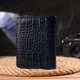 Женский вертикальный кошелек CANPELLINI из натуральной кожи синий с тиснением под крокодила с монетницей 55895 - изображение 8