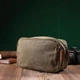 Мужская текстильная барсетка из плотного текстиля вертикальная на два отделения, оливковая 56709 - изображение 7