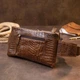 Поясна шкіряна сумка бананка Vintage з натуральної шкіри під рептилію, горизонтальна для туризму та в дорогу, коричнева 56966 - зображення 6