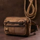 Текстильная сумка бананка мужская на пояс Vintage горизонтальная дорожная коричневая 59091 - изображение 8