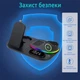 Беспроводная зарядная док станция для телефона самсунг часов наушников 3 в 1 универсальная зарядка для телефонов samsung galaxy watch buds QINETIQ S6 LED Clock RGB 30W докстанции с часами и подсветкой черная + адаптер в подарок - изображение 4