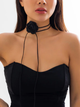 Чокер на шею цветок с розой на шнурке черный украшение на шею Fashion Jewelry (SVS) - изображение 1