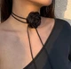 Чокер на шею цветок с розой на шнурке черный украшение на шею Fashion Jewelry (SVS) - изображение 2