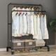 Подвійна стійка вішалка для одягу та взуття Loft Rack TW-608 сталева підлогова з полицею Black - зображення 2