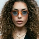 Солнцезащитные очки No Brand унисекс шестигранные Kubix голубые леопардовые с желтым - изображение 6