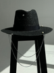 Шляпа Федора женская D.Hats из рафия с двойной цепью серебро черная - изображение 1
