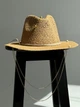 Шляпа Федора женская D.Hats из рафия с двойной цепью золото коричневая - изображение 5