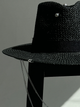 Шляпа Федора женская D.Hats из рафия с двойной цепью серебро черная - изображение 2