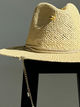 Шляпа Федора женская D.Hats из рафия с цепью золото с сердцами светло бежевая - изображение 7
