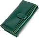 Кошелек женский ST Leather лакированный из натуральной кожи с визитницей и монетницей Горизонтальный Зеленый 55738 - изображение 2