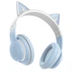 Беспроводные накладные блютуз наушники XO BE38 Cats Ear Colourful Lights с кошачьими ушками голубые - изображение 3