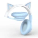 Беспроводные накладные блютуз наушники XO BE38 Cats Ear Colourful Lights с кошачьими ушками голубые - изображение 4
