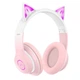 Беспроводные накладные блютуз наушники XO BE38 Cats Ear Colourful Lights с кошачьими ушками розовые - изображение 1