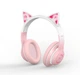 Беспроводные накладные блютуз наушники XO BE38 Cats Ear Colourful Lights с кошачьими ушками розовые - изображение 2