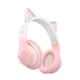 Беспроводные накладные блютуз наушники XO BE38 Cats Ear Colourful Lights с кошачьими ушками розовые - изображение 3