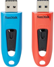 Флеш пам'ять USB SanDisk Ultra 64GB USB 3.0 2 шт. Blue/Red (0619659193508) - зображення 2