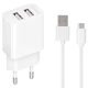 Мережевий зарядний пристрій Gelius Simple GP-HC059 2USB/2.4A + кабель MicroUSB White - зображення 1