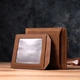 Мужской кожаный кошелек для карт купюр и монет Vintage bg228fash56 Коричневый - изображение 10