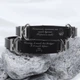 Браслет з індивідуальним гравіюванням "Edge Black" Шкіряний з вставккою з нержавіючої сталі - зображення 2