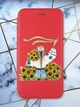 Чехол-книжка красный с рисунком на Xiaomi Redmi Note 14 4G Девушка с лентой (принт 25) - изображение 1