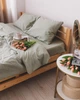 Постельное белье евро Dushka Home Вареный хлопок 20498 200х220 см фисташковое - изображение 2