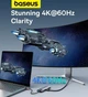 Переходник Адаптер Хаб Кардридер Baseus OH146 7 в 1 USB Type-C + 3 USB 3.0 5Gb + TF SD MicroSD 60Mb/s + HDMI 4K 60Hz PD 85-100W Док-станция Grey - изображение 11