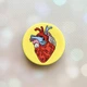 Держатель для смартфона / планшета попсокет Popsocket Желтый :: Сердце Анатомия (принт 250) - изображение 1
