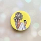 Держатель для смартфона / планшета попсокет Popsocket Желтый :: Девушка с латте (принт 227) - изображение 1