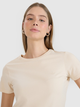 T-shirt damski bawełniany 4F 4FWSS25TTSHF2351-083S XL Beżowy (5905700409724) - obraz 5