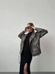 Куртка эко кожа на подкладке 48-52 oversized графит (715ІР) - изображение 5