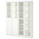 Книжкова шафа з дверима панель/скло BILLY/OXBERG 160x30x202 см IKEA 792.807.38 білий - зображення 1