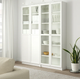 Книжкова шафа з дверима панель/скло BILLY/OXBERG 160x30x202 см IKEA 792.807.38 білий - зображення 2