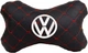 Подушка на подголовник EVAtech ECO 27 х 16 см Volkswagen Черная с красной нитью (SPCRBRVV032) - изображение 1
