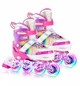 Роликовые коньки раздвижные Inline Skates PU свет размер 29-33 стелька 18-20,5 см с шлемом и защитой Pink (3746347574) - изображение 12