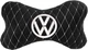 Подушка на подголовник EVAtech 27 х 16 см Volkswagen Черная с белой нитью (SPALMRBWV032) - изображение 1