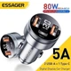 Автомобільний зарядний пристрій у прикурювач ESSAGER (80 Вт, два порти USB + Type-C) Quick Charge - зображення 11