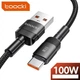 Кабель USB A до Type C toocki 100 Вт та струмом 6 А для швидкого заряджання чорний - зображення 2