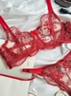 Білизна з напівпрозорим мереживом, Червоний, XL - зображення 4