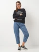 Свитшот на флисе женский H&M 1011828_бел.надп XS Черный (KAY2000001507643) - изображение 3