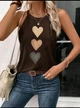 Майка Heart Print яркая женская летняя французкий стиль Шоколадный S - изображение 3