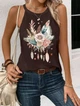 Майка Floral Feather Heart Pattern яркая женская летняя французкий стиль Коричневый S/M - изображение 4