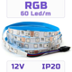 Светодиодная RGB SMD5050 лента 60 светодиодов на метр, 12 вольт, 12V, 60 LED/м, IP20 - изображение 1