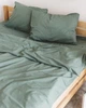 Постельное белье евро Dushka Home Вареный хлопок 21041 200х220 см холодный зеленый - изображение 2