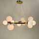 Кольцевая латунная люстра с 14 белыми плафонами Ø 75 см | Line F | Арт. BM62/14 AB+WT - изображение 5