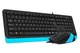 Комплект клавиатура+мышка A4Tech F1010 (Blue) Fstyler, проводной, USB, черный+голубой цвет - изображение 2