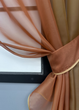 Кухонні штори VR-Textil № 017к комбіновані з підв'язками коричневий із теракотовим 265х170 см (50-001) - зображення 3